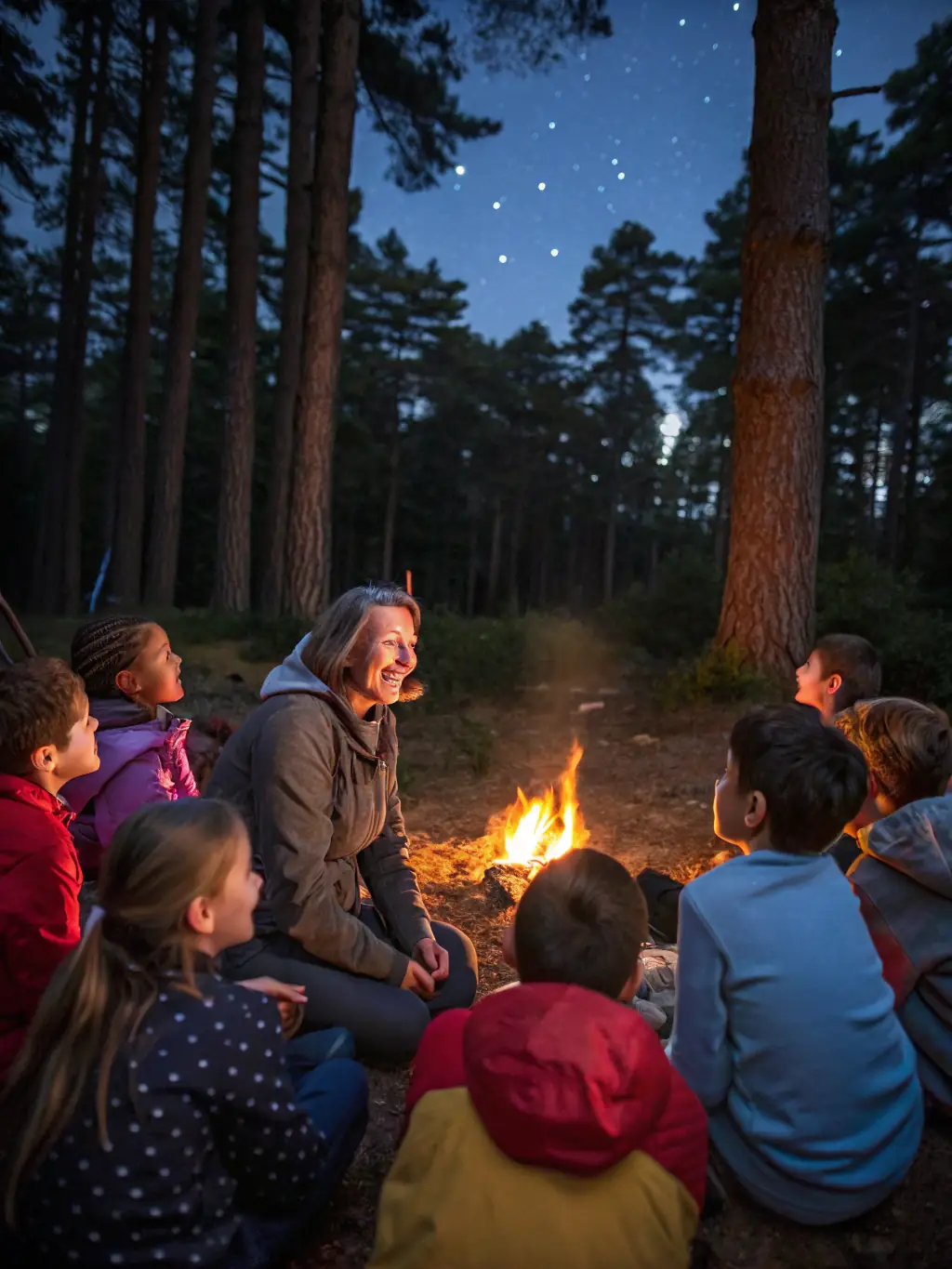 A heartwarming image of children participating in a storytelling session during the 'Tales by the Fire' event, emphasizing the organization's commitment to cultural enrichment and intergenerational connections.