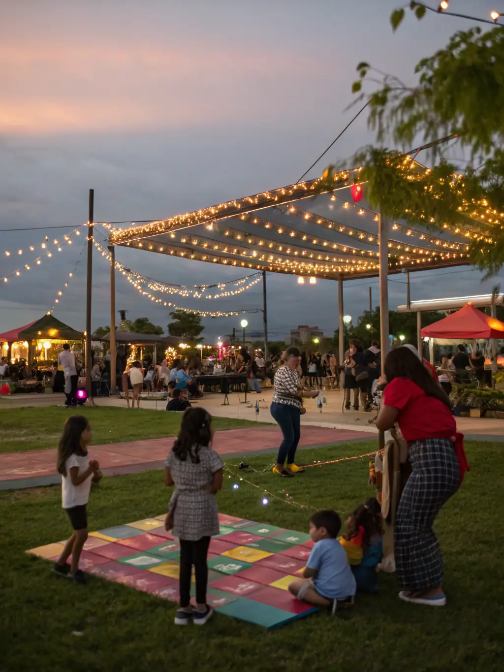 A vibrant photograph capturing the excitement of the annual Ventouse village fete, showcasing families enjoying games, food stalls, and live music, reflecting the community spirit fostered by COMITE DES FETES DE VENTOUSE.