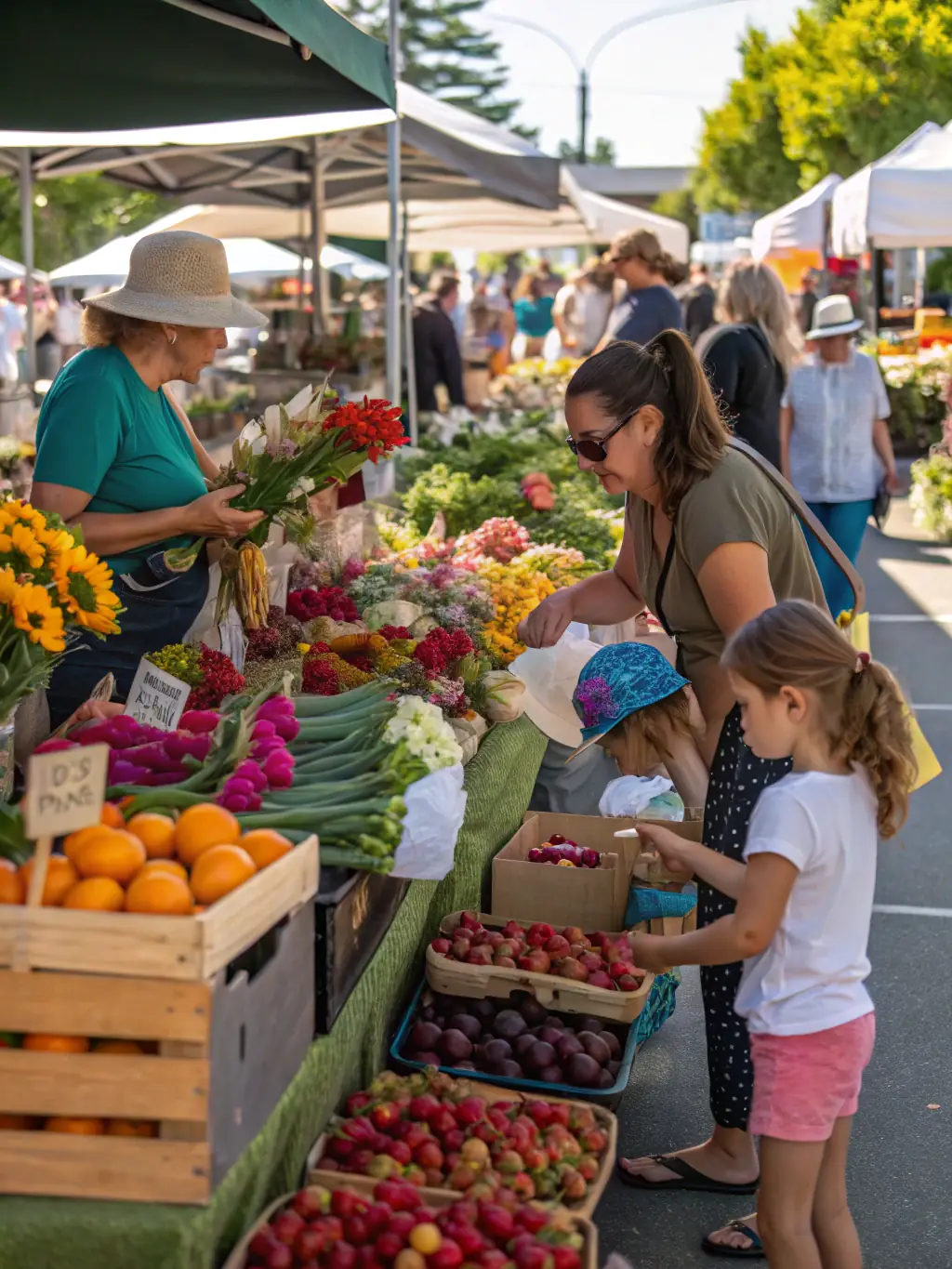 A picturesque scene from a local artisan market organized by the committee, featuring handcrafted goods and local produce, highlighting the organization's support for local businesses and sustainable practices.